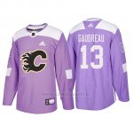 Camiseta Calgary Flames Johnny Gaudreau Hockey Fights Cancer Violeta Camiseta Calgary Flames Johnny Gaudreau Hockey Fights Cancer Violeta