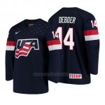 Camiseta USA Team Jack Deboer 2018 Iihf World Championship Jugador Azul Camiseta USA Team Jack Deboer 2018 Iihf World Championship Jugador Azul