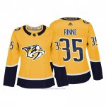 Camiseta Hockey Mujer Nashville Predator 35 Pekka Rinne Amarillo Autentico Jugador Camiseta Hockey Mujer Nashville Predator 35 Pekka Rinne Amarillo Autentico Jugador